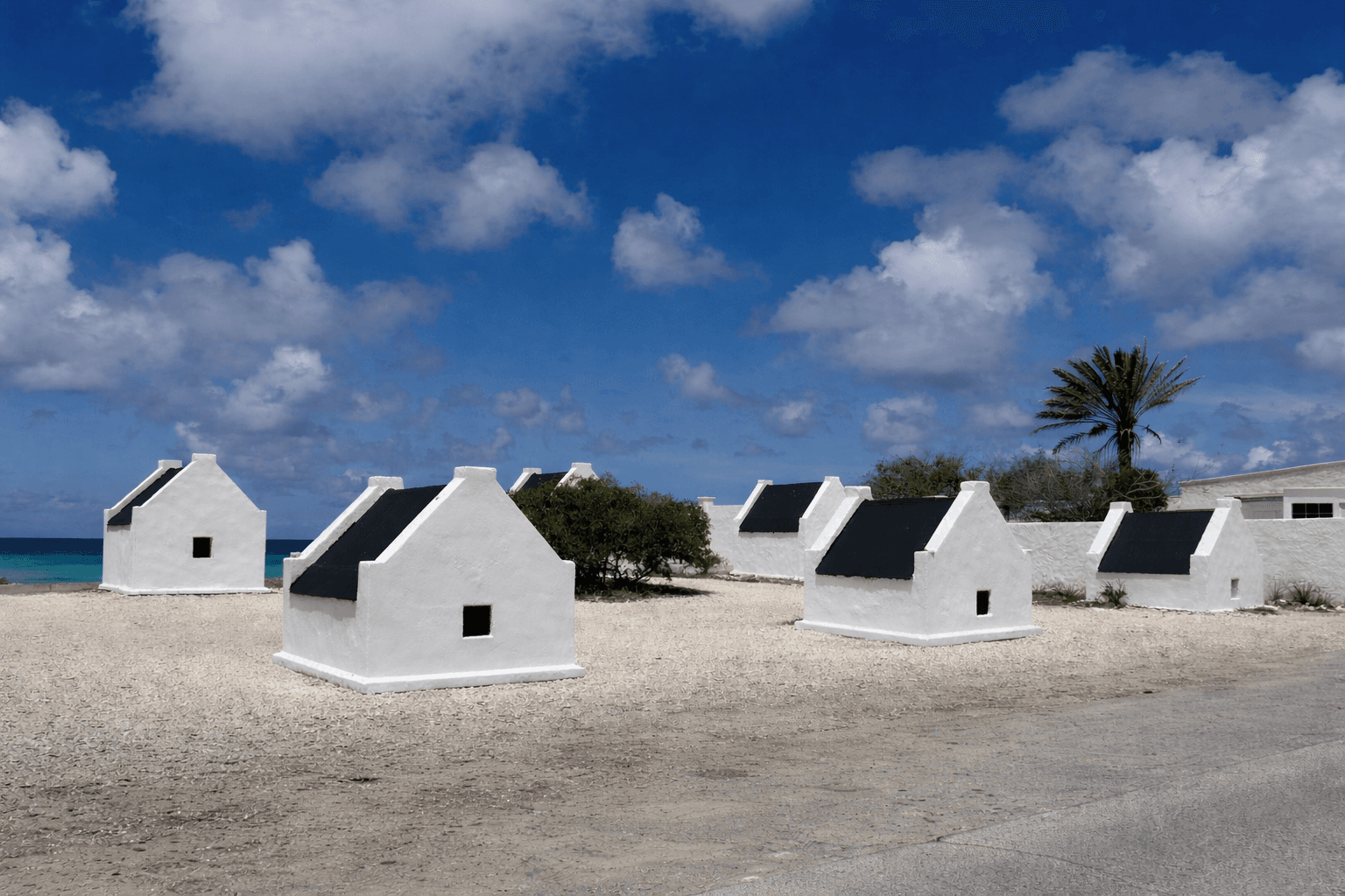 White slave huts in Bonaire